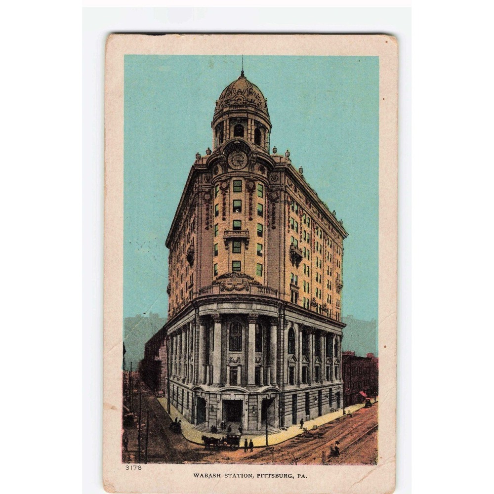 Vintage 1907 Wabash Station Pittsburgh PA Postcard Ullman Mfg 3176 Ben Franklin